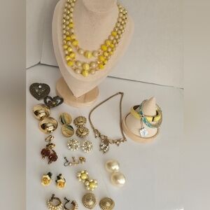 Vintage Costume Jewelry Bundle Necklaces Earrings Bracelets Brooch